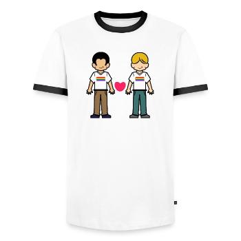Gleichgeschlechtliche Partnerschaft Lgbt Herz - Männer Kontrast-T-Shirt - Weiß/Schwarz - Vorne - AI Model Female 172 light (172cm) & AI Model Male 178 dark (178cm)