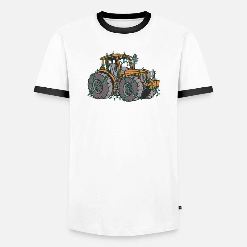 Tractor String Lights Farmer Christmas Gift - Men's Ringer Shirt - white/black