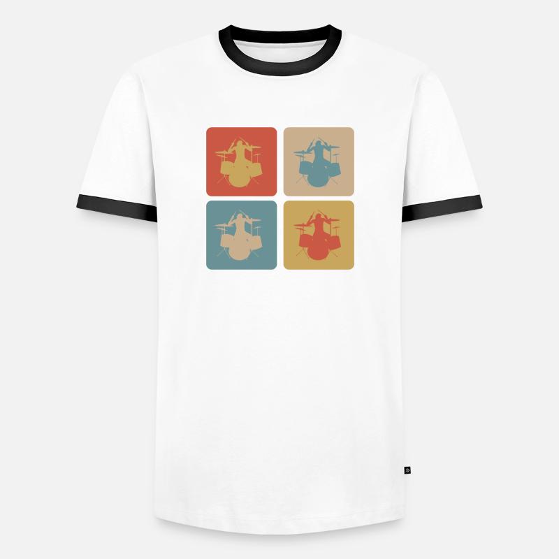 drum design - Men's Ringer Shirt - white/black