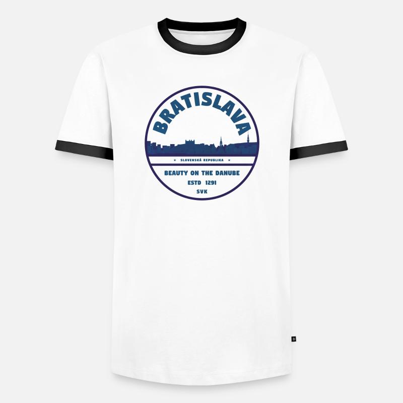 Bratislava Danube Skyline Emblem - Men's Ringer Shirt - white/black