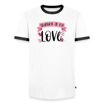 Twirling is my Love - Cadeau de sportive - T-shirt contrasté Homme - blanc/noir - Devant - AI Model Female 172 light (172cm) & AI Model Male 178 dark (178cm)