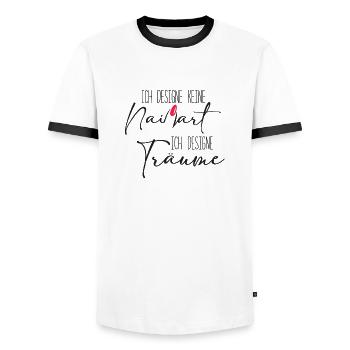 Ich designe keine Nailart Nageldesigner - Männer Kontrast-T-Shirt - Weiß/Schwarz - Vorne - AI Model Female 172 light (172cm) & AI Model Male 178 dark (178cm)