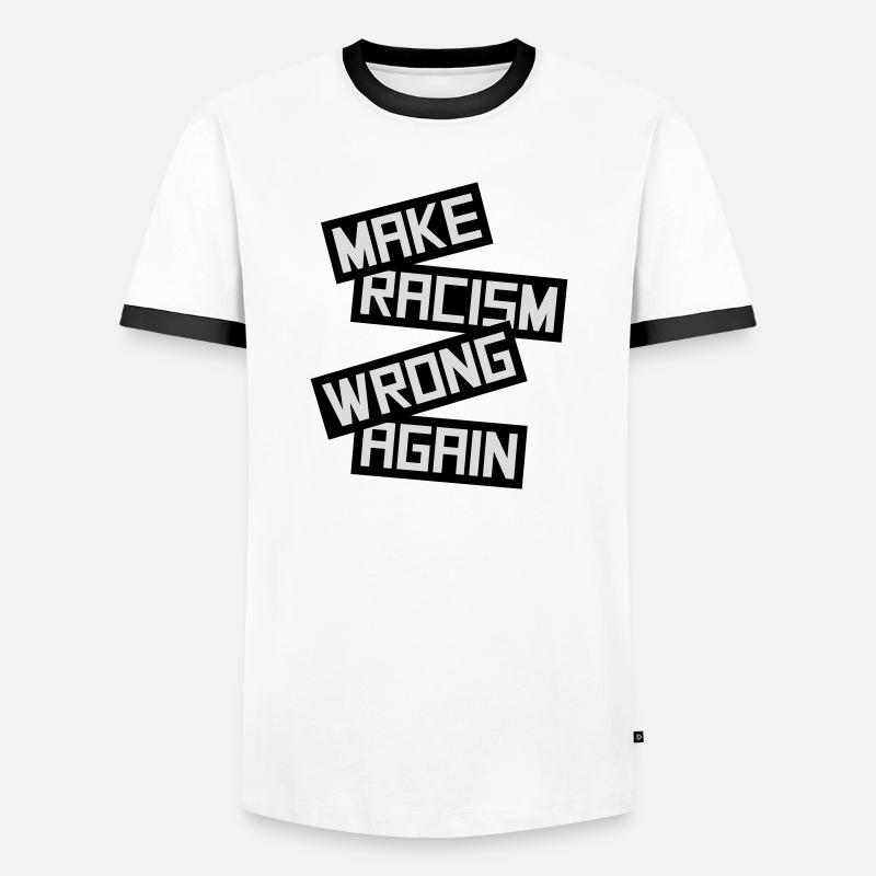 make racism wrong again - Men's Ringer Shirt - white/black