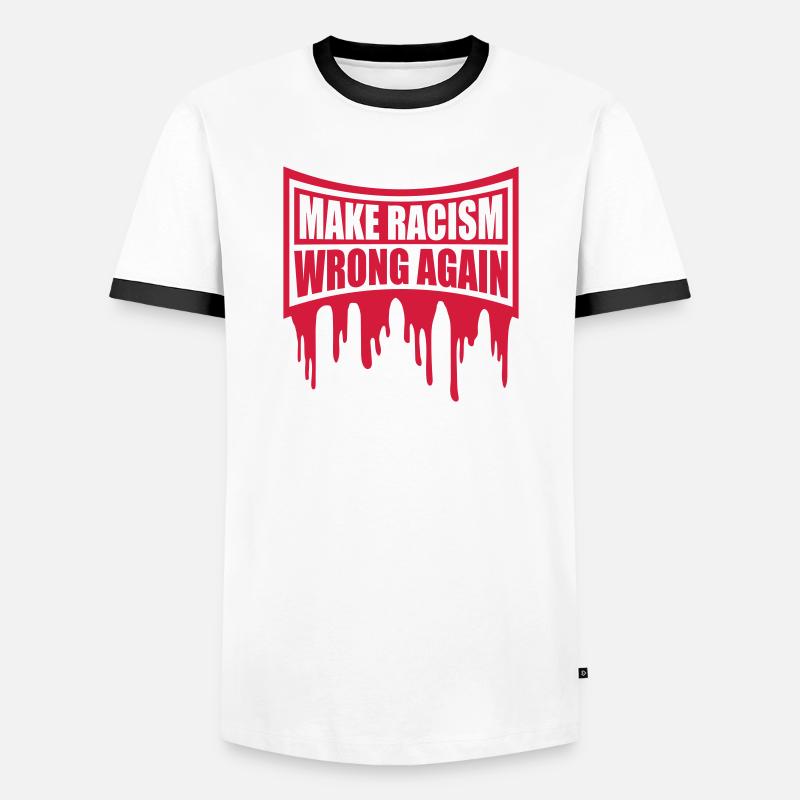 make racism wrong again - Men's Ringer Shirt - white/black