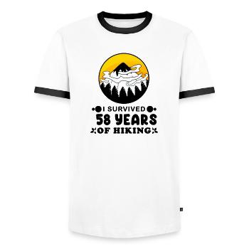 Berg Wandern 58. Geburtstag Wanderer 58 Jahre alt - Männer Kontrast-T-Shirt - Weiß/Schwarz - Vorne - AI Model Female 172 light (172cm) & AI Model Male 178 dark (178cm)