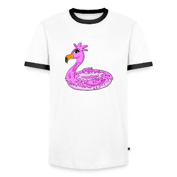 Flamingo Donut - Men's Ringer Shirt - white/black - Front - AI Model Female 172 light (172cm) & AI Model Male 178 dark (178cm)