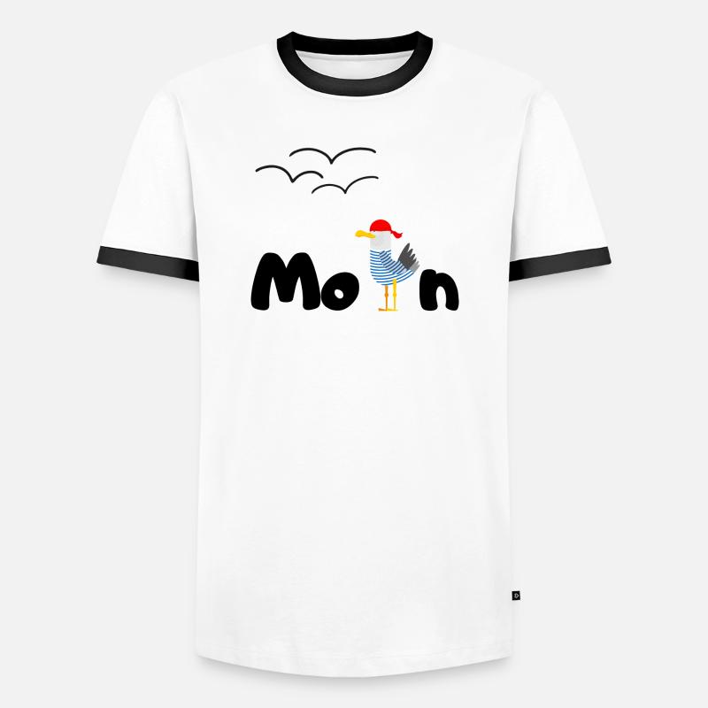 moin möwe - Männer Kontrast-T-Shirt - Weiß/Schwarz
