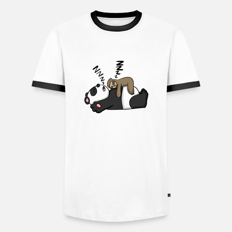 Sloth and panda - Men's Ringer Shirt - white/black