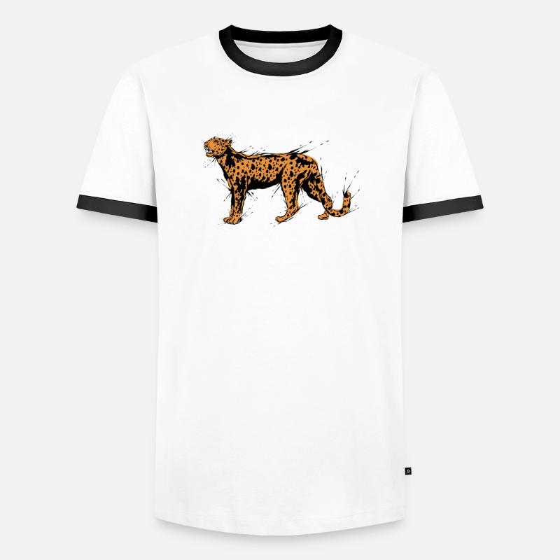 Cheetah Leopard - Men's Ringer Shirt - white/black