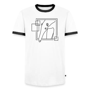 Ameisenbär in geometrischer Form - Line-Art-Design - Männer Kontrast-T-Shirt - Weiß/Schwarz - Vorne - AI Model Female 172 light (172cm) & AI Model Male 178 dark (178cm)