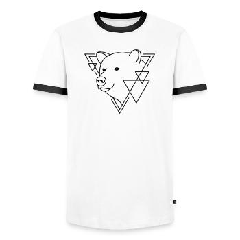 Bär in geometrischer Form - Line-Art-Design - Männer Kontrast-T-Shirt - Weiß/Schwarz - Vorne - AI Model Female 172 light (172cm) & AI Model Male 178 dark (178cm)