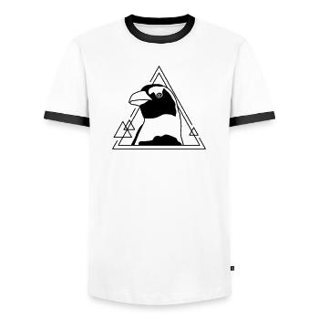 Pingouin en design géométrique - T-shirt contrasté Homme - blanc/noir - Devant - AI Model Female 172 light (172cm) & AI Model Male 178 dark (178cm)