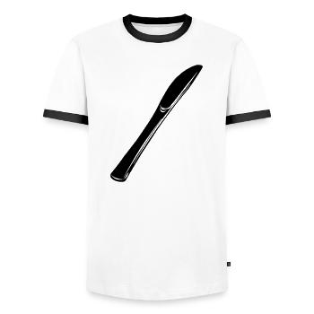 Messerbesteck - Männer Kontrast-T-Shirt - Weiß/Schwarz - Vorne - AI Model Female 172 light (172cm) & AI Model Male 178 dark (178cm)