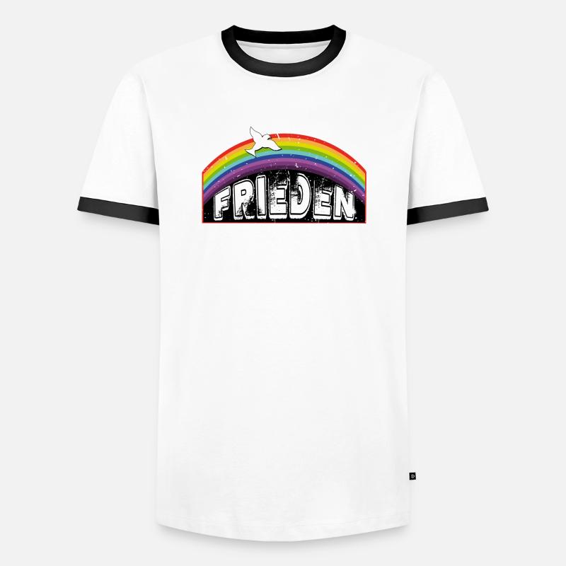 RAINBOW Regenbogen FRIEDEN - Männer Kontrast-T-Shirt - Weiß/Schwarz