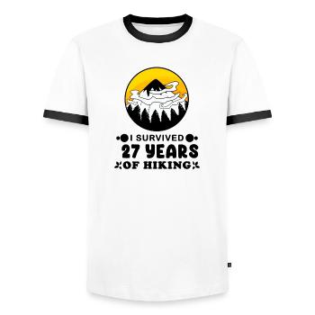 27. Geburtstag Wanderer 27 Jahre alt Gipfel Berge - Männer Kontrast-T-Shirt - Weiß/Schwarz - Vorne - AI Model Female 172 light (172cm) & AI Model Male 178 dark (178cm)