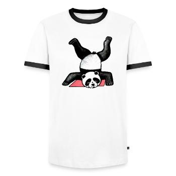Panda Akrobat auf Matte - Männer Kontrast-T-Shirt - Weiß/Schwarz - Vorne - AI Model Female 172 light (172cm) & AI Model Male 178 dark (178cm)