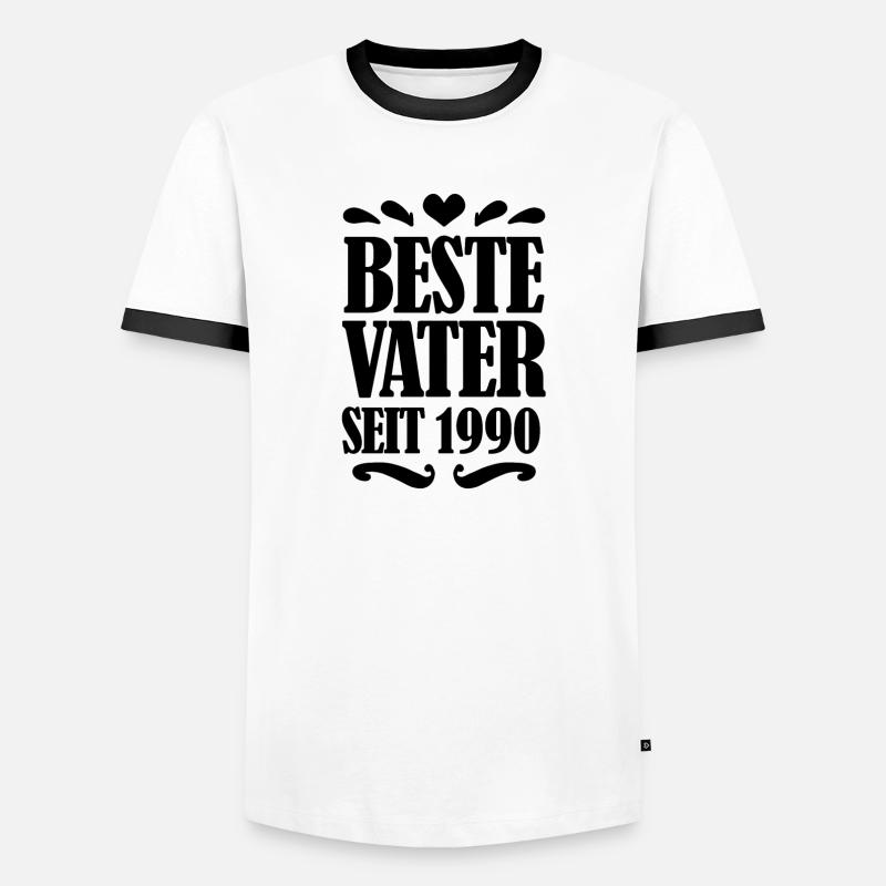Bester Vater seit 1990 - Männer Kontrast-T-Shirt - Weiß/Schwarz