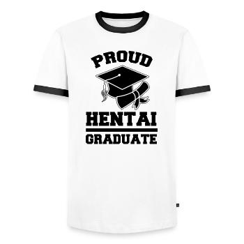 Kanji Statement Nerdy Manga Anime Japan Baka - Männer Kontrast-T-Shirt - Weiß/Schwarz - Vorne - AI Model Female 172 light (172cm) & AI Model Male 178 dark (178cm)