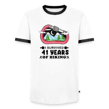 Berg Wanderer 41. Geburtstag 41 Jahre alt Geschenk - Männer Kontrast-T-Shirt - Weiß/Schwarz - Vorne - AI Model Female 172 light (172cm) & AI Model Male 178 dark (178cm)
