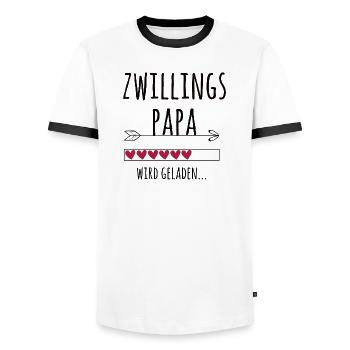 werdender Zwillingspapa Schwangerschaft Zwillinge - Männer Kontrast-T-Shirt - Weiß/Schwarz - Vorne - AI Model Female 172 light (172cm) & AI Model Male 178 dark (178cm)