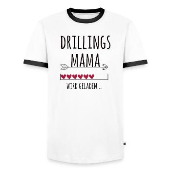 werdende Drillingsmama Schwangerschaft Drillinge - Männer Kontrast-T-Shirt - Weiß/Schwarz - Vorne - AI Model Female 172 light (172cm) & AI Model Male 178 dark (178cm)