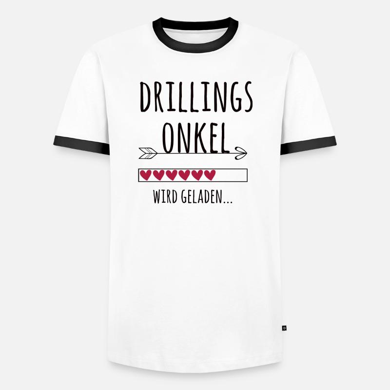 werdender Drillingsonkel Schwangerschaft Drillinge - Männer Kontrast-T-Shirt - Weiß/Schwarz