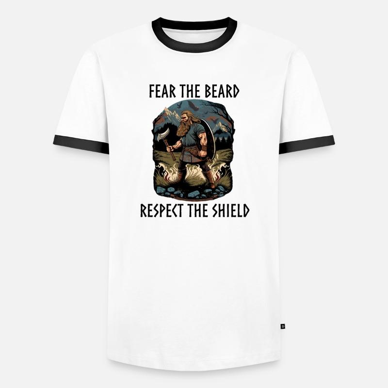 Viking with axe and shield - Männer Kontrast-T-Shirt - Weiß/Schwarz