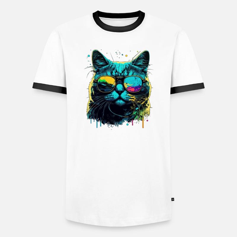 Cool cat - Men's Ringer Shirt - white/black