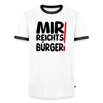 reicht mir Bürger - Männer Kontrast-T-Shirt - Weiß/Schwarz - Vorne - AI Model Female 172 light (172cm) & AI Model Male 178 dark (178cm)