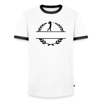 Golfer im Lorbeerkranz - Männer Kontrast-T-Shirt - Weiß/Schwarz - Vorne - AI Model Female 172 light (172cm) & AI Model Male 178 dark (178cm)