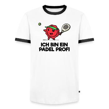Bälle Schläger Spieler Padel Statement Sportart - Männer Kontrast-T-Shirt - Weiß/Schwarz - Vorne - AI Model Female 172 light (172cm) & AI Model Male 178 dark (178cm)