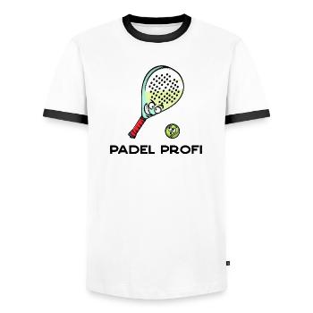 Padel Game Player Statement Padel Racket Balls - Men's Ringer Shirt - white/black - Front - AI Model Female 172 light (172cm) & AI Model Male 178 dark (178cm)