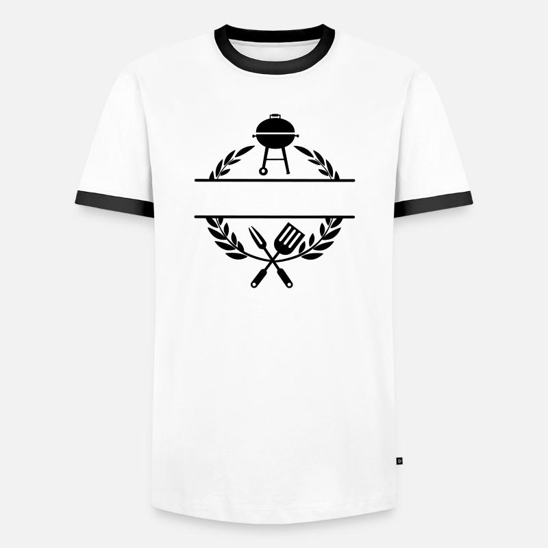 BBQ-Monogramm - Männer Kontrast-T-Shirt - Weiß/Schwarz