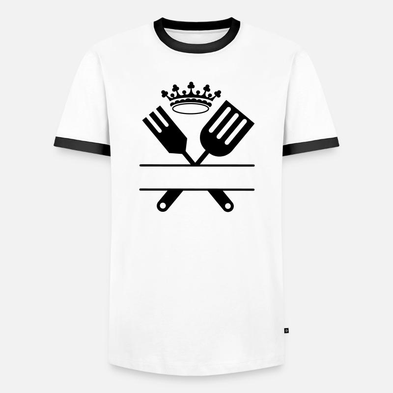 Grillbesteck Monogramm mit Krone - Männer Kontrast-T-Shirt - Weiß/Schwarz