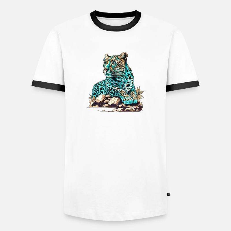 Leopard lying in wait - Men's Ringer Shirt - white/black