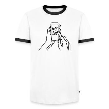 Ich auch - Männer Kontrast-T-Shirt - Weiß/Schwarz - Vorne - AI Model Female 172 light (172cm) & AI Model Male 178 dark (178cm)