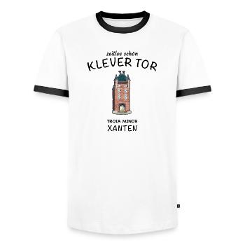 Xanten, Klever Tor,, Allemagne - T-shirt contrasté Homme - blanc/noir - Devant - AI Model Female 172 light (172cm) & AI Model Male 178 dark (178cm)