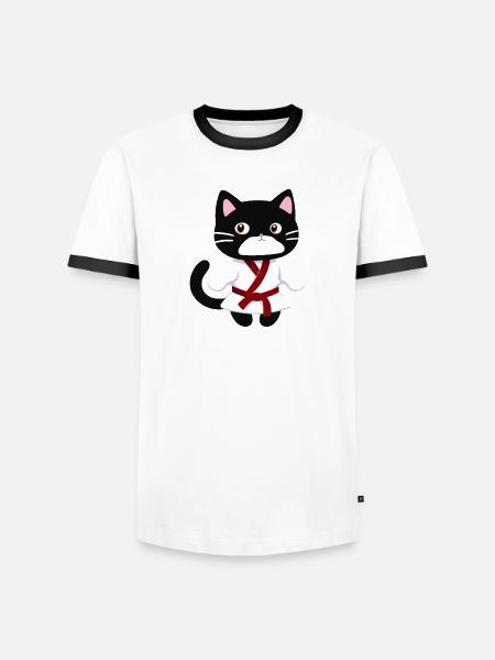 ticker, Happy Colorful Owl portant des écouteurs, kaw - T-shirt contrasté Homme - blanc/noir