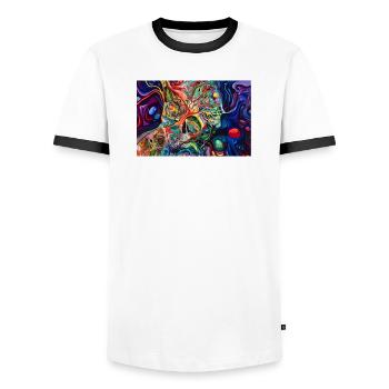 Chromatic Skull Fluid Art - Men's Ringer Shirt - white/black - Front - AI Model Female 172 light (172cm) & AI Model Male 178 dark (178cm)