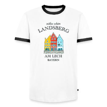 Landsberg, zeitlos schön, Bayern - Männer Kontrast-T-Shirt - Weiß/Schwarz - Vorne - AI Model Female 172 light (172cm) & AI Model Male 178 dark (178cm)
