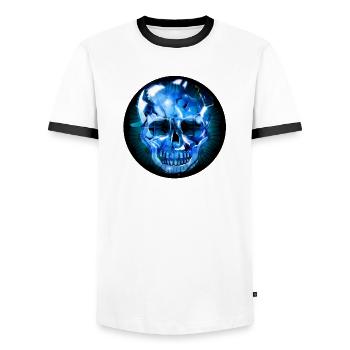 mysterious glass skull in glass look - Men's Ringer Shirt - white/black - Front - AI Model Female 172 light (172cm) & AI Model Male 178 dark (178cm)