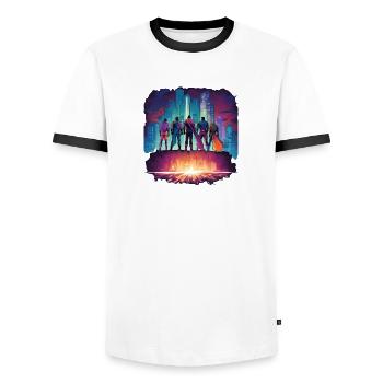 Superheroes - Men's Ringer Shirt - white/black - Front - AI Model Female 172 light (172cm) & AI Model Male 178 dark (178cm)