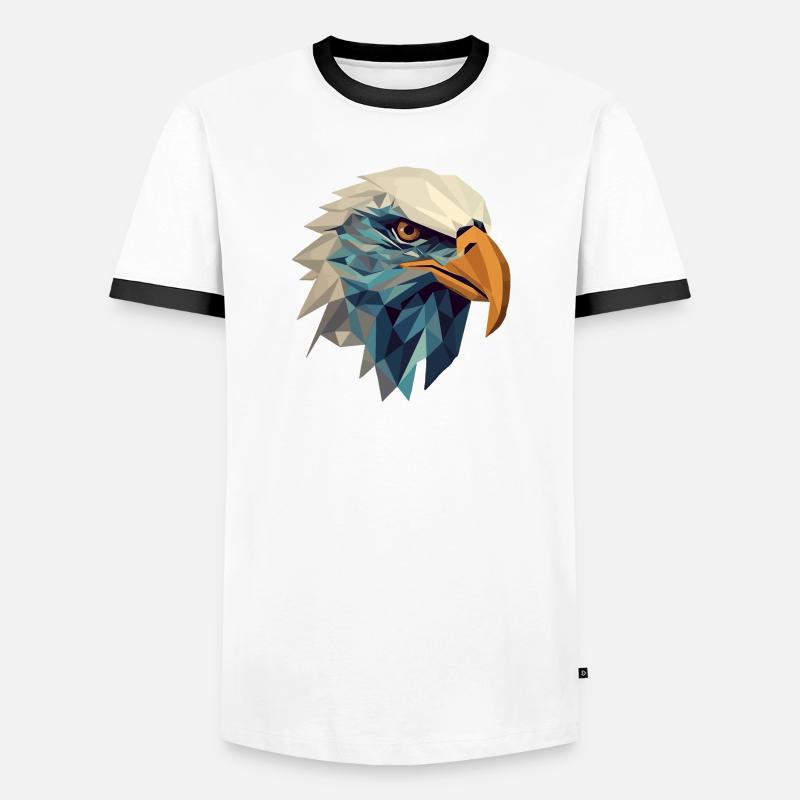 Stylized, geometric eagle - Men's Ringer Shirt - white/black