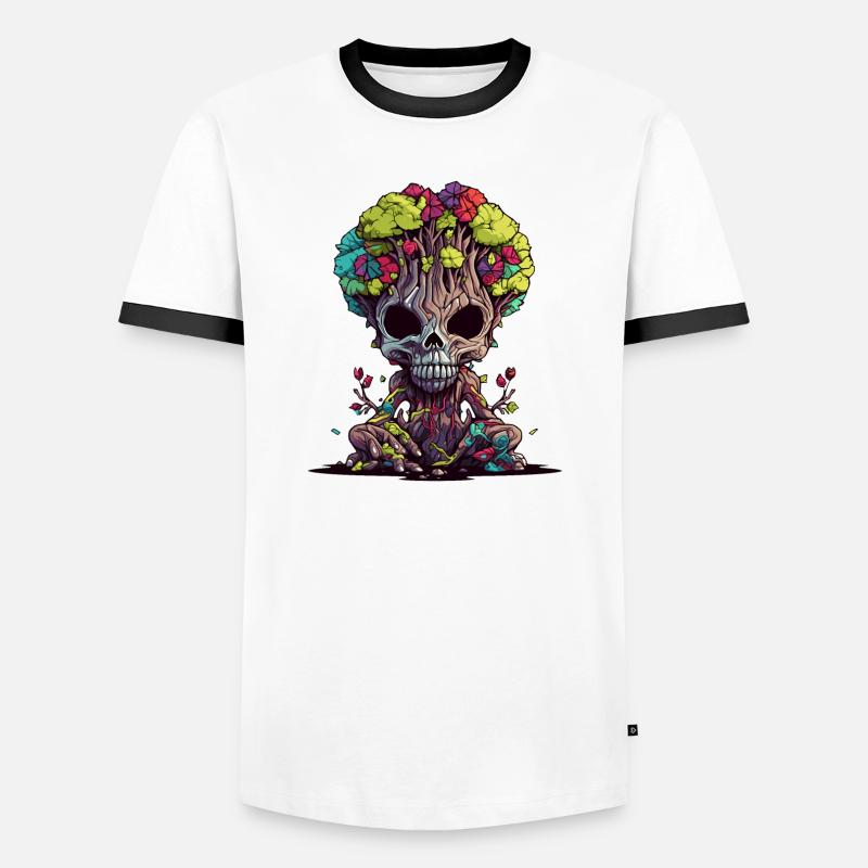 Baumschädelblüte - Männer Kontrast-T-Shirt - Weiß/Schwarz