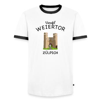 Zülpich, Weiertor, Voreifel - Männer Kontrast-T-Shirt - Weiß/Schwarz - Vorne - AI Model Female 172 light (172cm) & AI Model Male 178 dark (178cm)