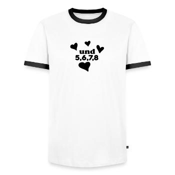 Tanzen Tanz Tanzkurs Rhythmus - Männer Kontrast-T-Shirt - Weiß/Schwarz - Vorne - AI Model Female 172 light (172cm) & AI Model Male 178 dark (178cm)