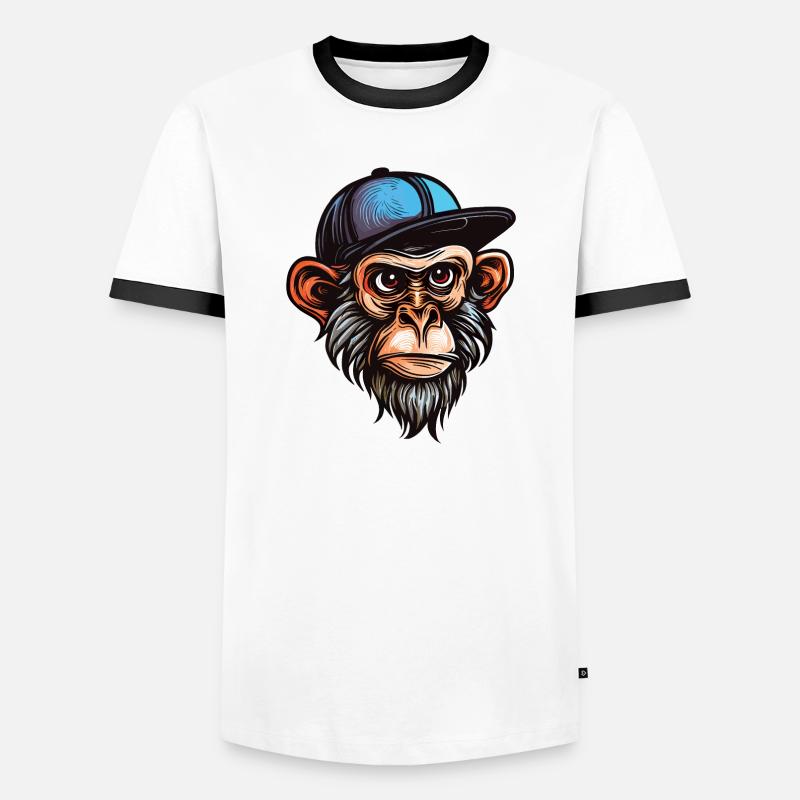 Funny Monkey - Men's Ringer Shirt - white/black
