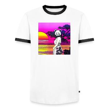 Cute Panda T-Shirt and Hoodie and more - Men's Ringer Shirt - white/black - Front - AI Model Female 172 light (172cm) & AI Model Male 178 dark (178cm)