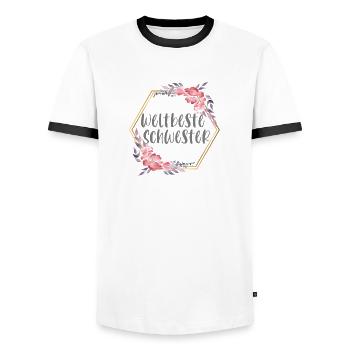 Weltbeste Schwester Schwesterherz Geschenk - Männer Kontrast-T-Shirt - Weiß/Schwarz - Vorne - AI Model Female 172 light (172cm) & AI Model Male 178 dark (178cm)