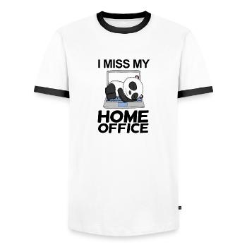 Home Office Miss Humor Funny - Men's Ringer Shirt - white/black - Front - AI Model Female 172 light (172cm) & AI Model Male 178 dark (178cm)